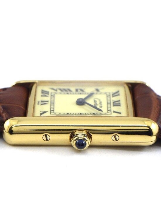Cartier Watch Must Tank Vermeil SM Rectangular Ivory Dial Brown Calf Leather main image 8